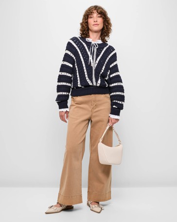 Wide Leg Stretch Twill Pants