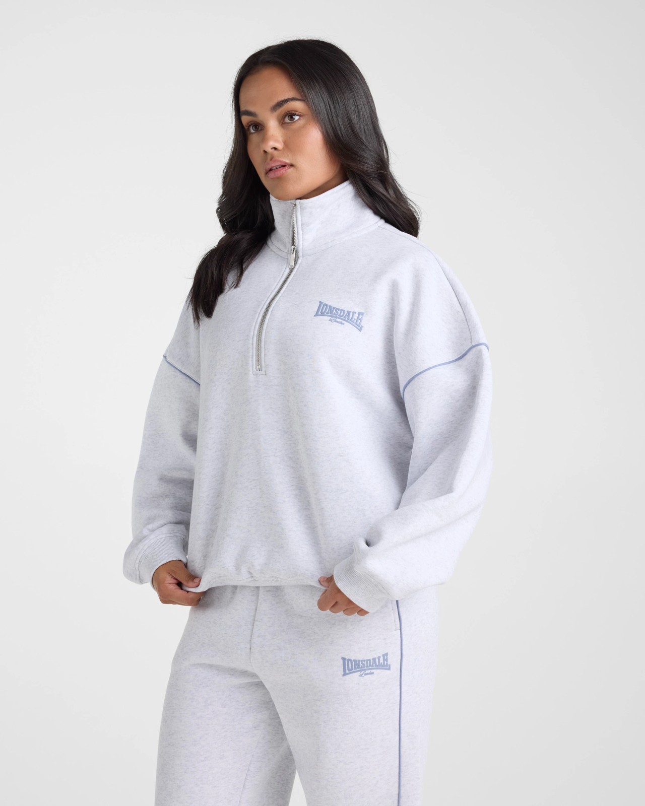Lonsdale London 1/4 Zip Sweat‑White Marle 5 of 6