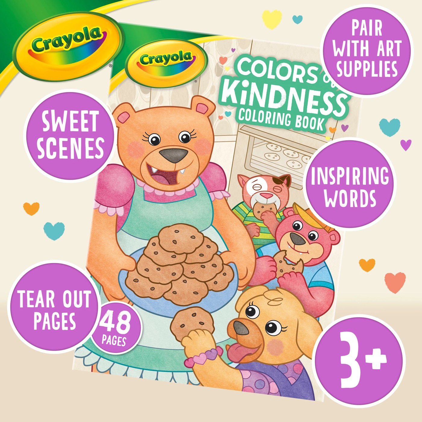 Crayola Jumbo Coloring Books 80 Pages Tear & Share Age 3+, select: Theme - Bear Hugs