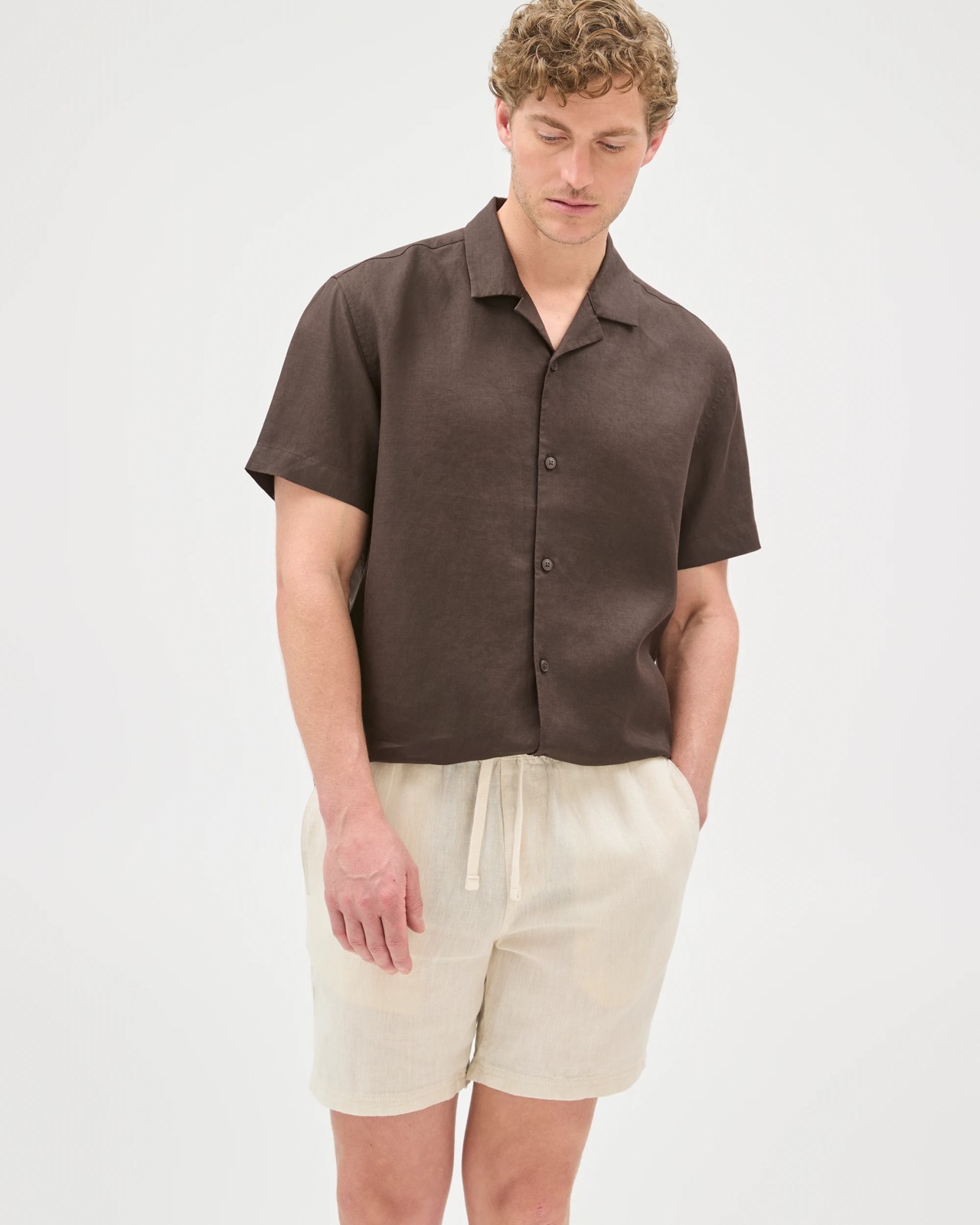 European Linen Shorts - Light Stone 5 of 6