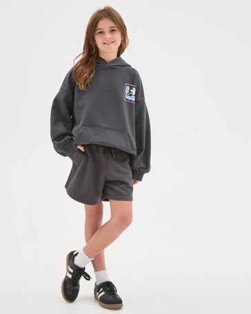 Australian Cotton Blend Curved Hem Fleece Shorts
