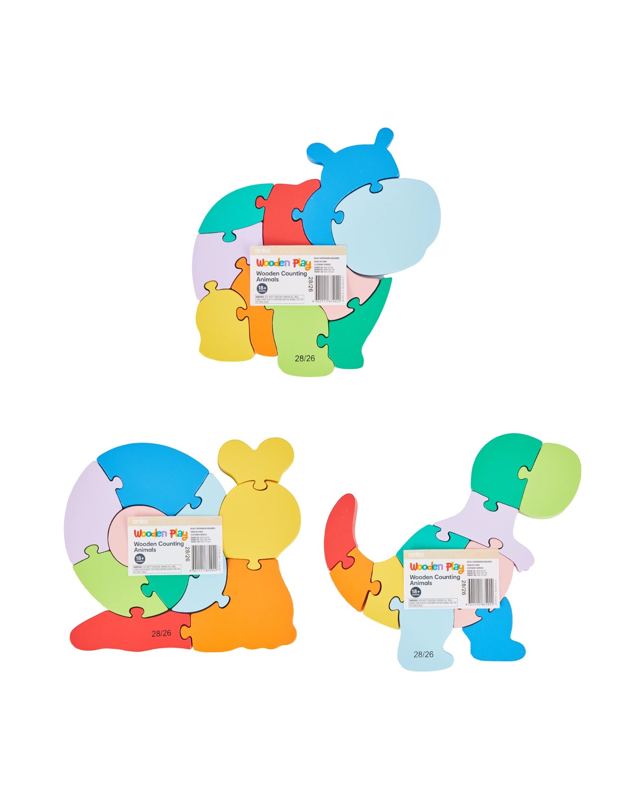 Anko Wooden Counting Animals - Assorted 5 of 5