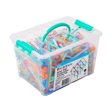 700 Piece Play and Learn Straw Tube Construction Activity Tub - Anko