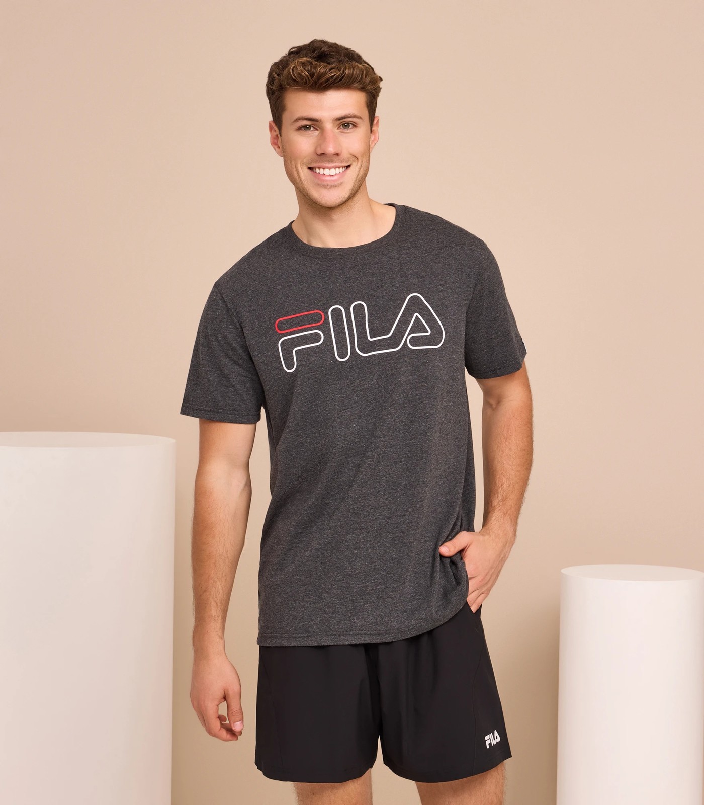 Core Logo T Shirt Fila Charcoal Grey