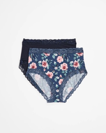 2 Pack Modal and Lace Full Briefs