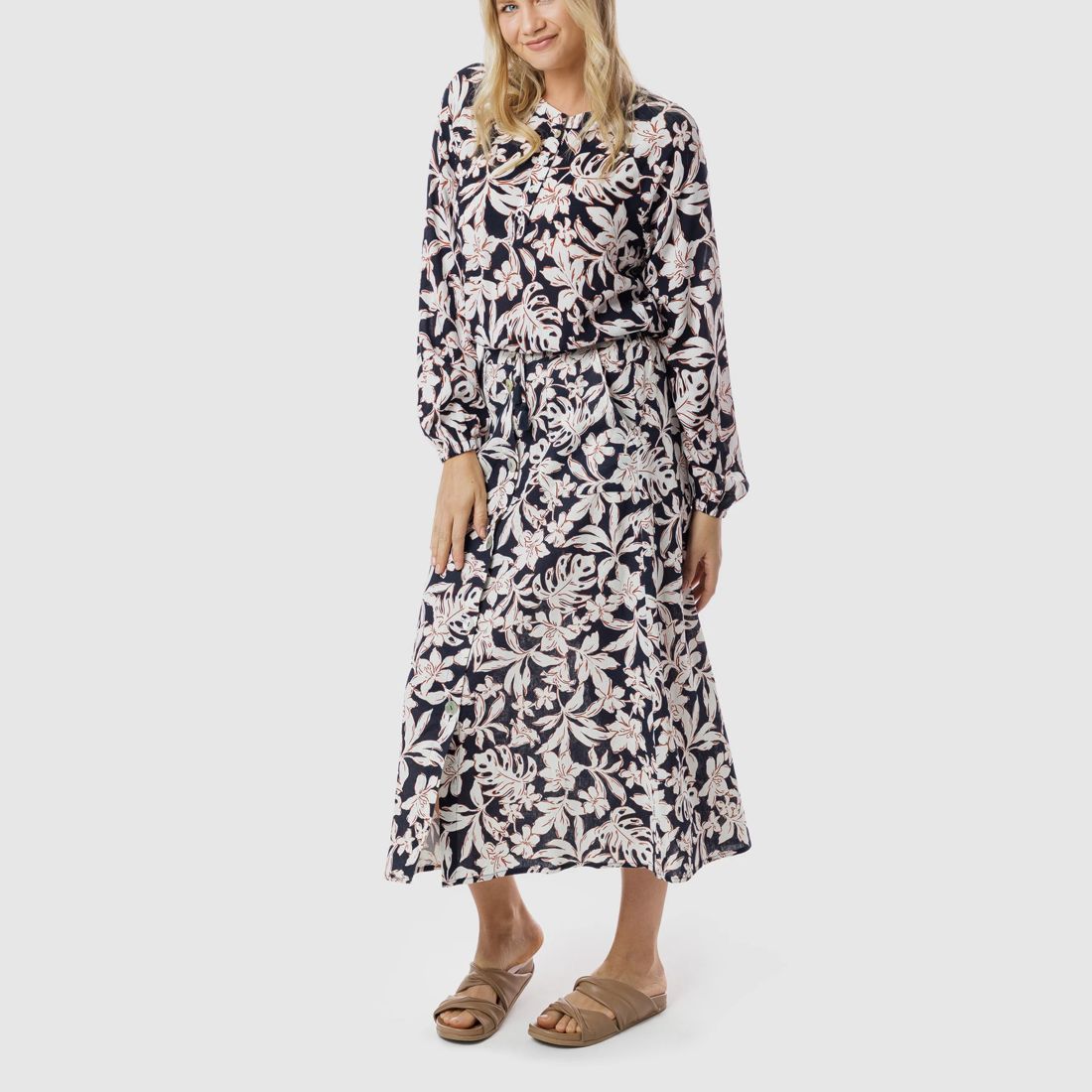 Piping Hot Tropical Print Buttoned Midi Skirt Target Australia