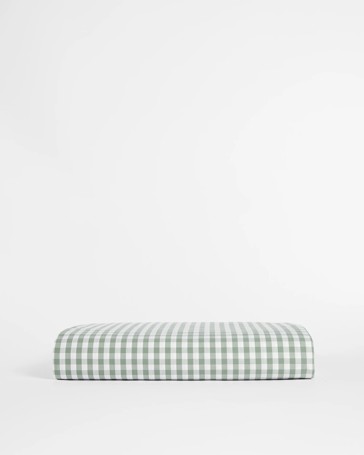 Gingham Australian Cotton Mix & Match Fitted Sheet - Agave Green - QB