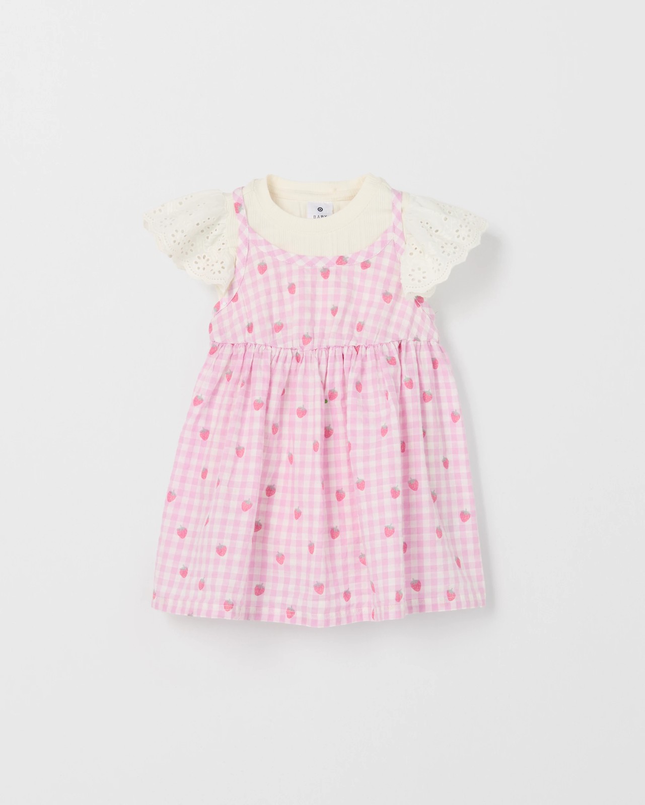 Baby Dress and Bodysuit 2 Piece Set - Strawberry Check 4 of 5