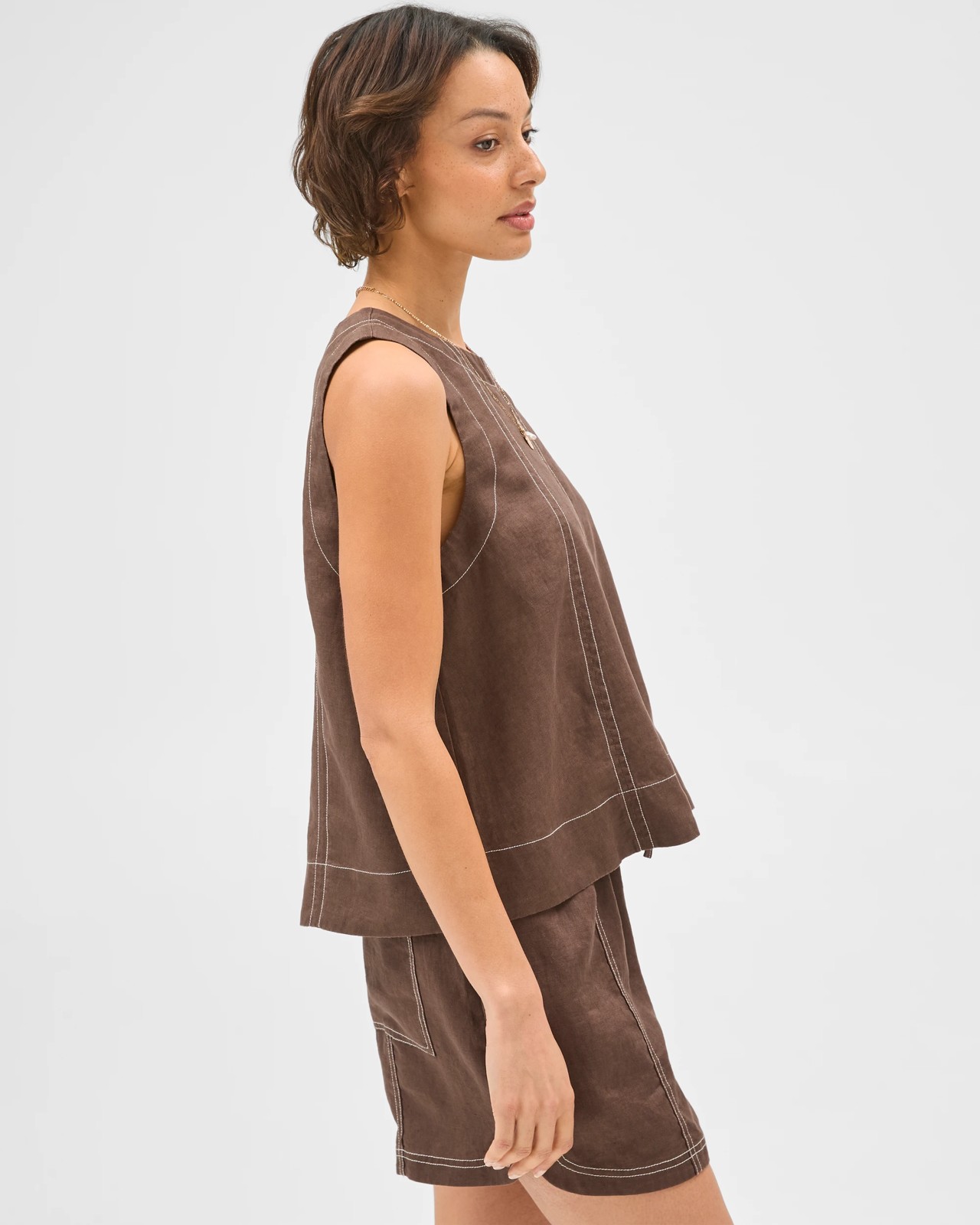 European Linen Swing Tank Top - Coffee Bean 3 of 5
