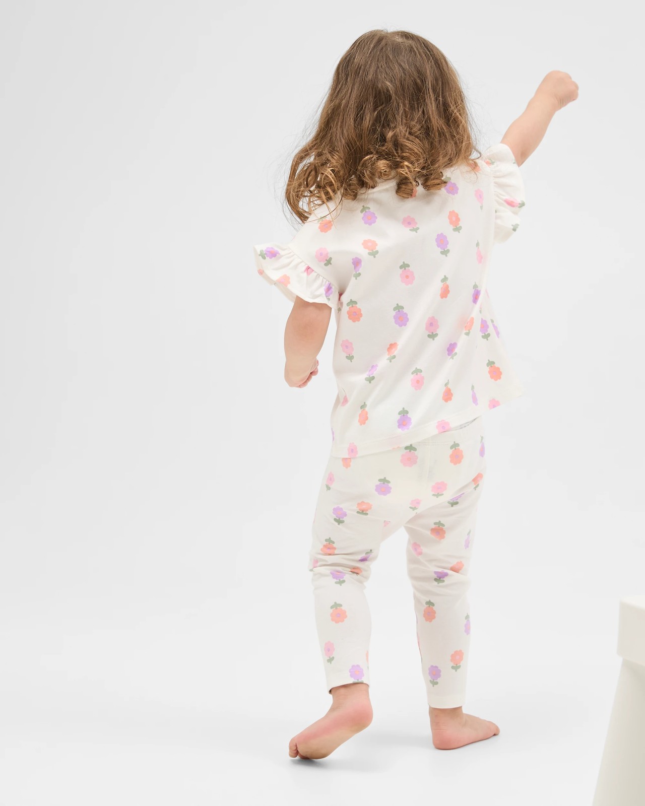 Baby Organic Cotton 3 Pack Printed Leggings - Pink Flower Cloud 5 of 5
