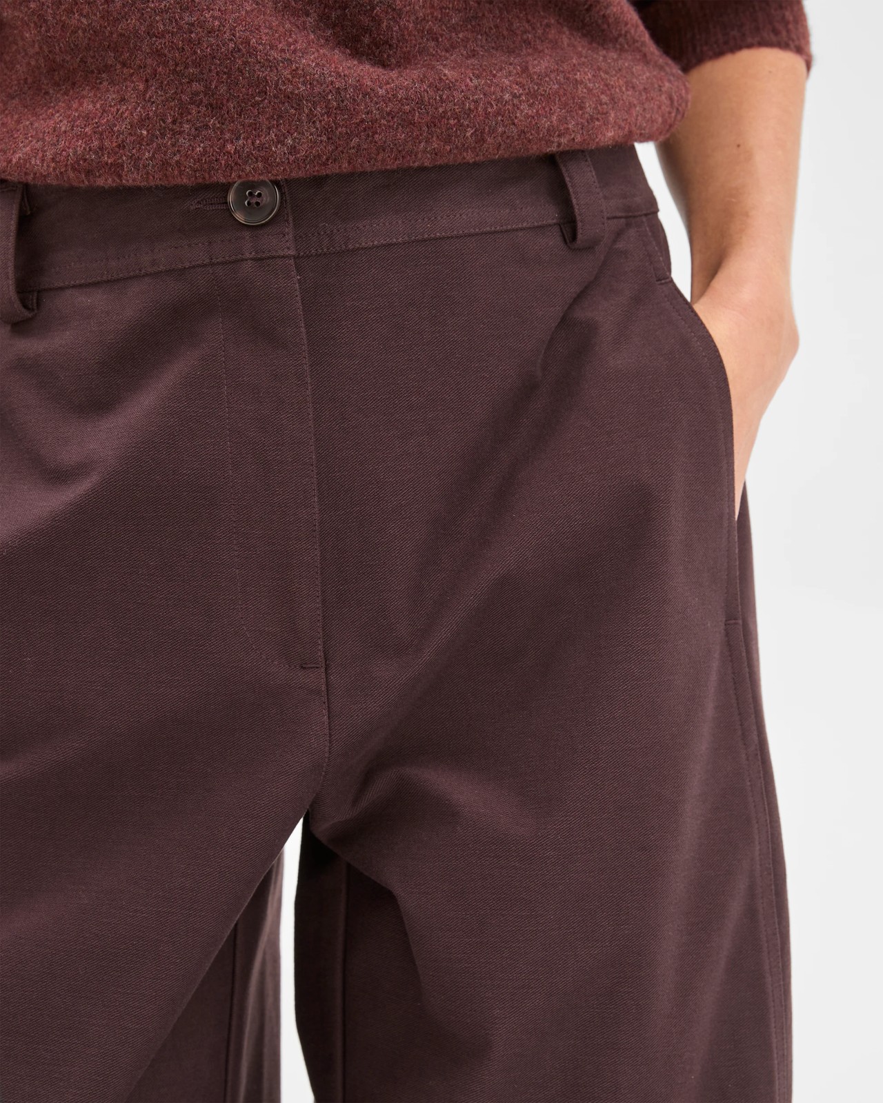 Relaxed Forward Seam Barrel Leg Pants - Chocolate Plum 5 of 6