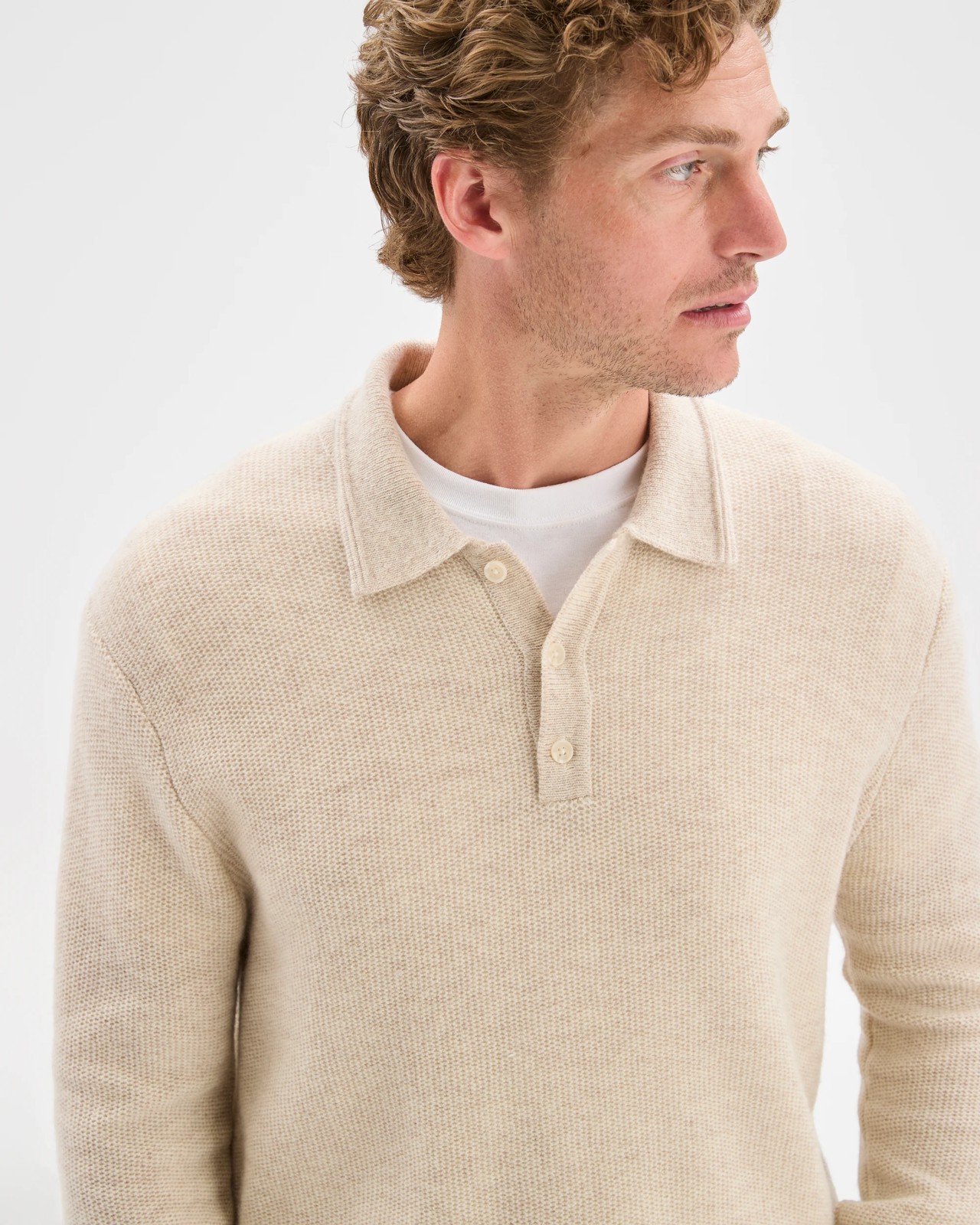 Lambswool Long Sleeve Knit Polo Top 4 of 5