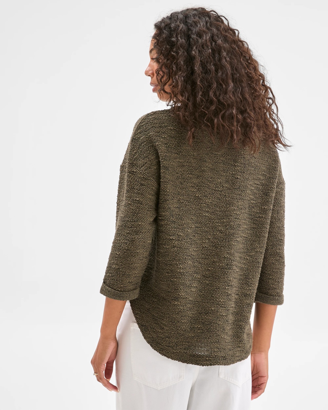 Australian Cotton Blend Curved Hem Textured Top - Oregano 6 of 6