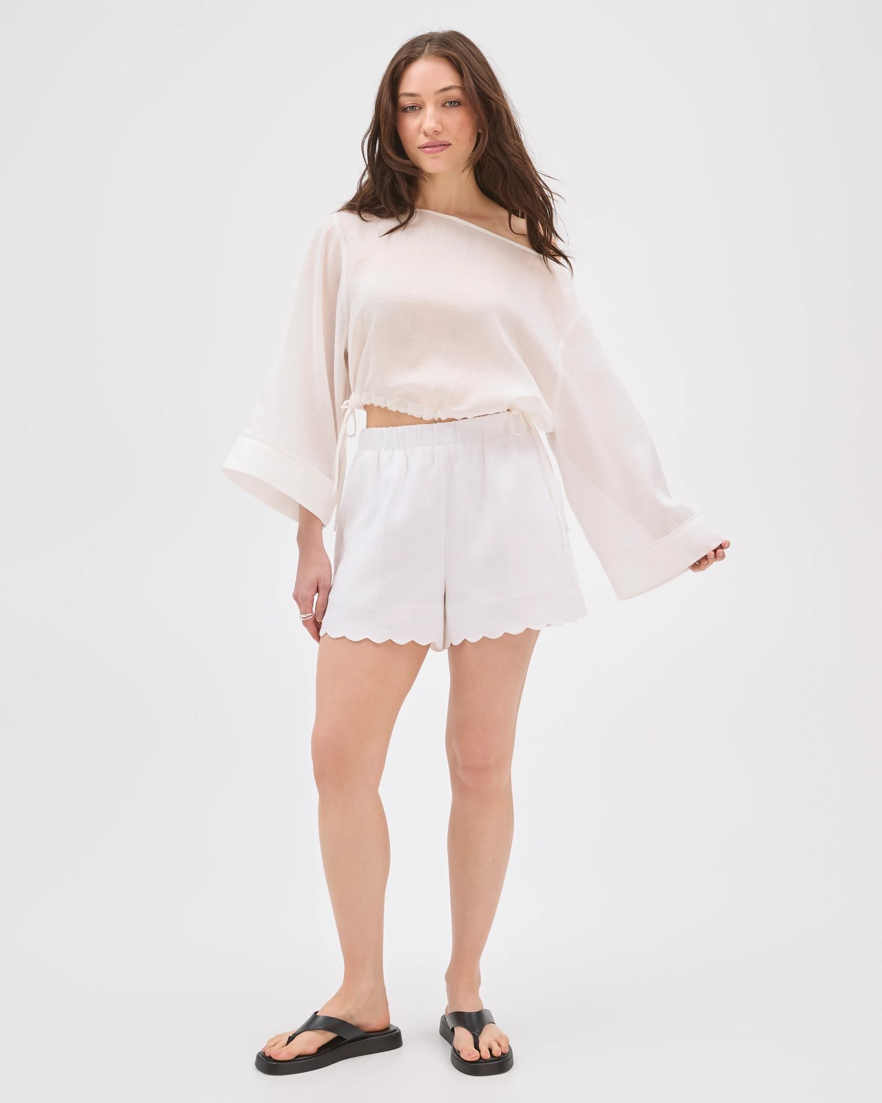 Lily Loves Ramie Off Shoulder Top - Pale Oat 2 of 6