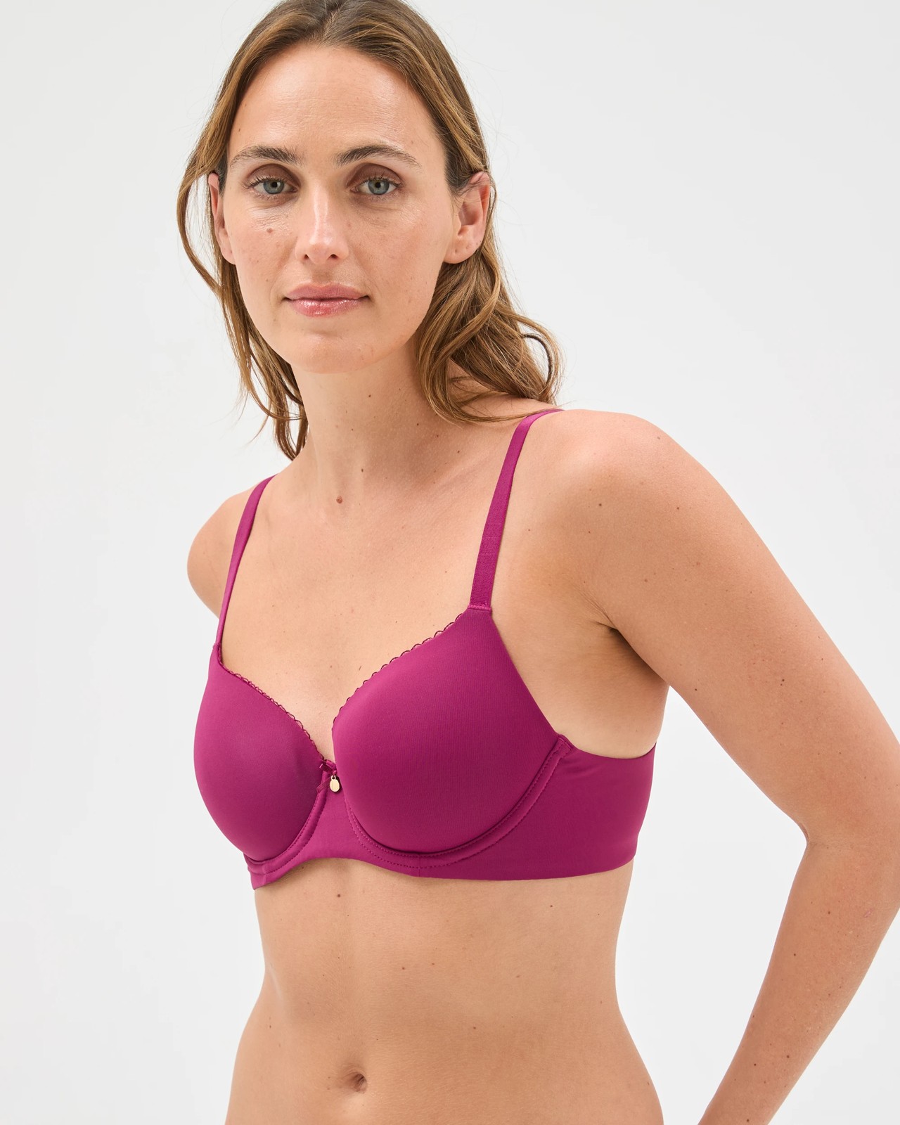 Underwire Lace Edge Lightly Lined T-Shirt Bra - Magenta Purple 2 of 3