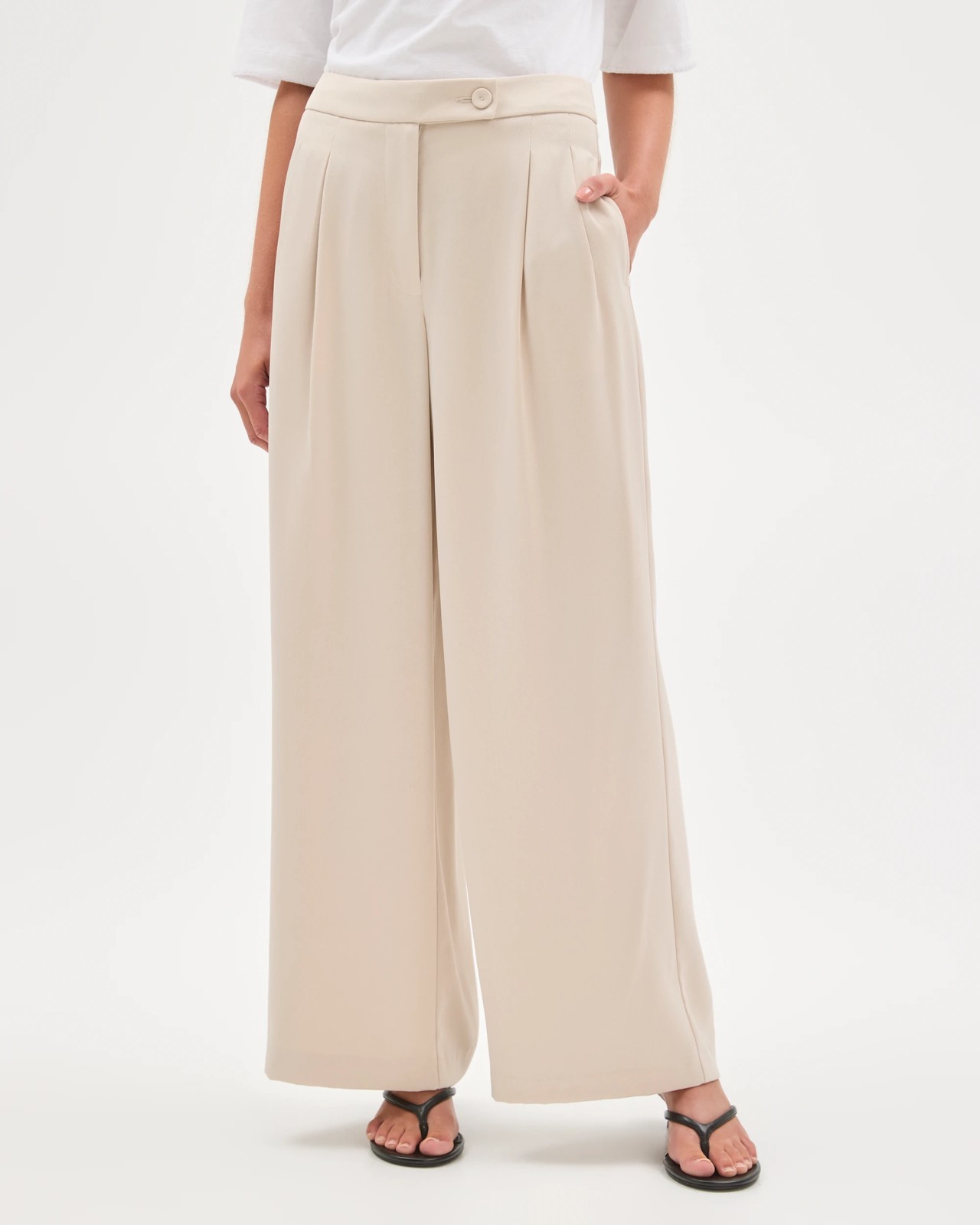 Petites Tailored Wide Leg Satin Pants 2 of 5