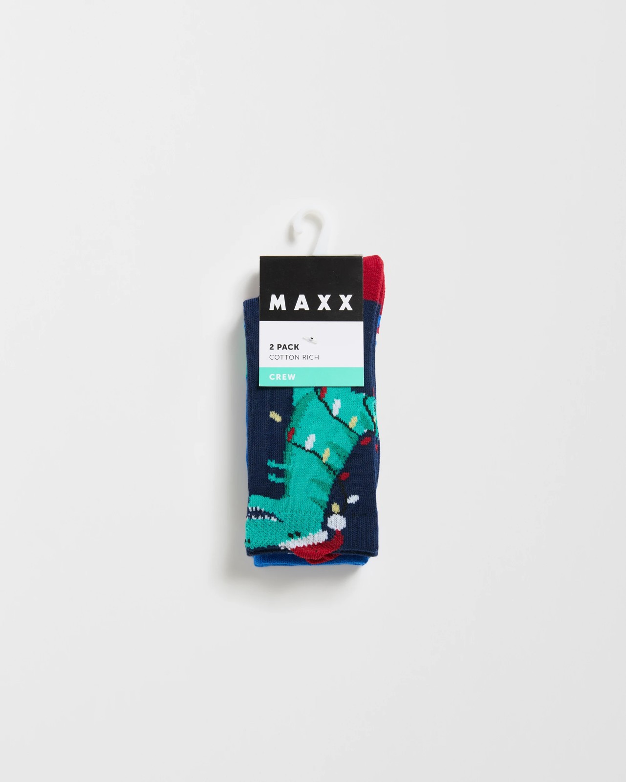 Maxx Cotton Applique Christmas Casual Socks - Dinosaur Blue 3 of 3