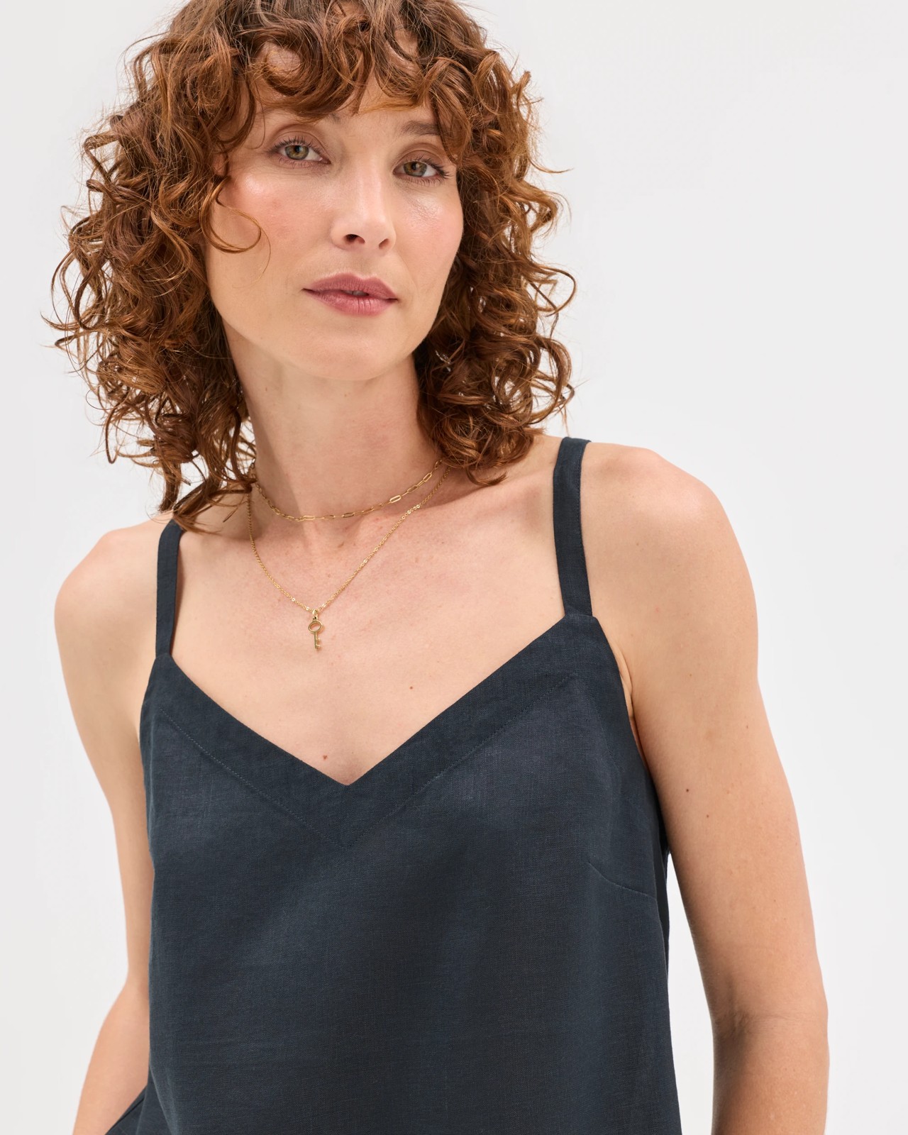 European Linen V-Neck Camisole - Black 4 of 5