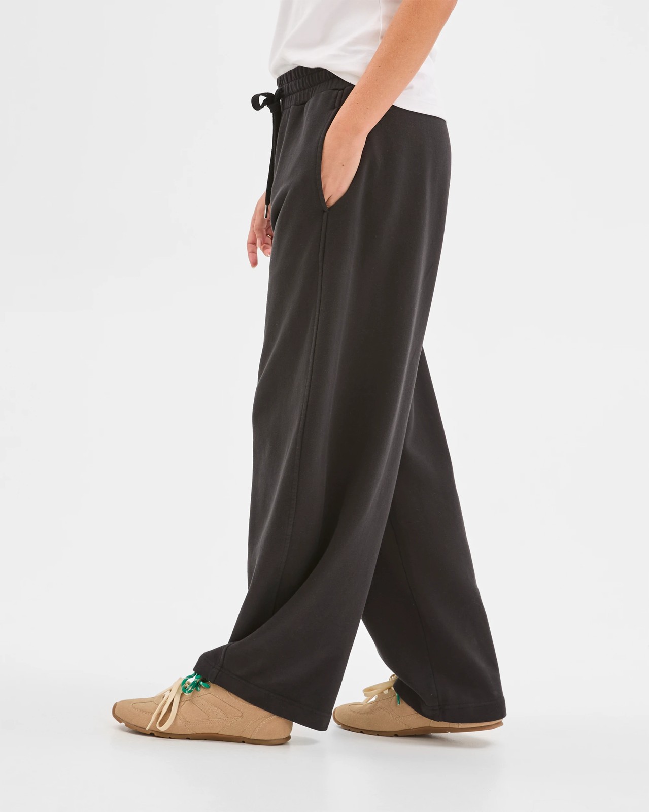Australian Cotton Barrel Leg Jogger Pants - Washed Black 4 of 6