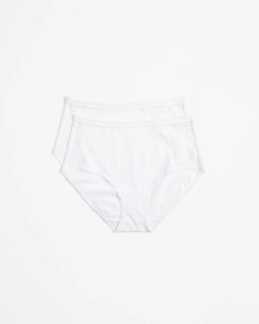 2 Pack Australian Cotton and Lace Full Briefs