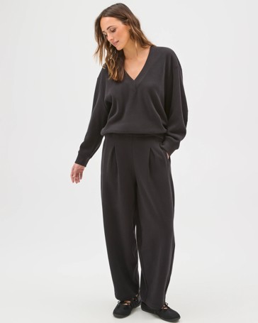 Active Australian Cotton Blend Sueded Rib Barrel Leg Pants