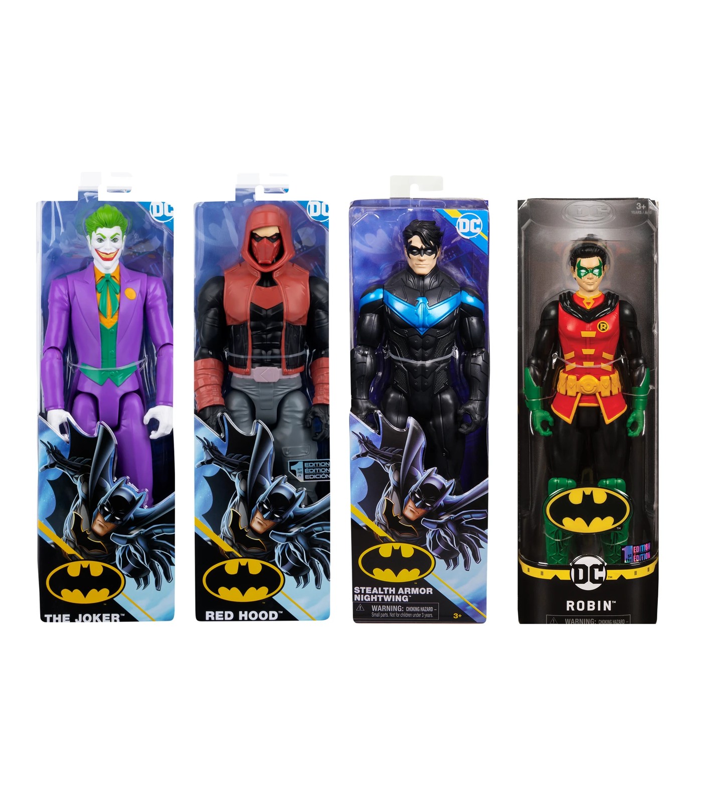 Batman 12-inch Action Figure 3-Pack with Robin, Batman, Nightwing, Kids  Toys for Boys Aged 3 and Up