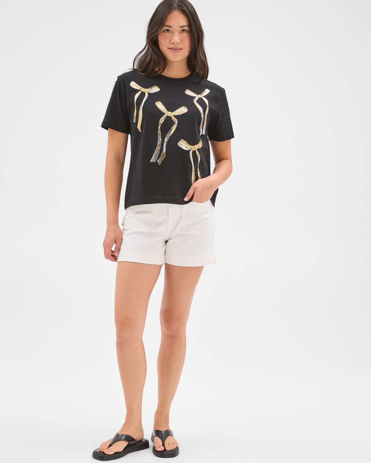 Australian Cotton Embellished Christmas T-Shirt - Black Sequin 2 of 6