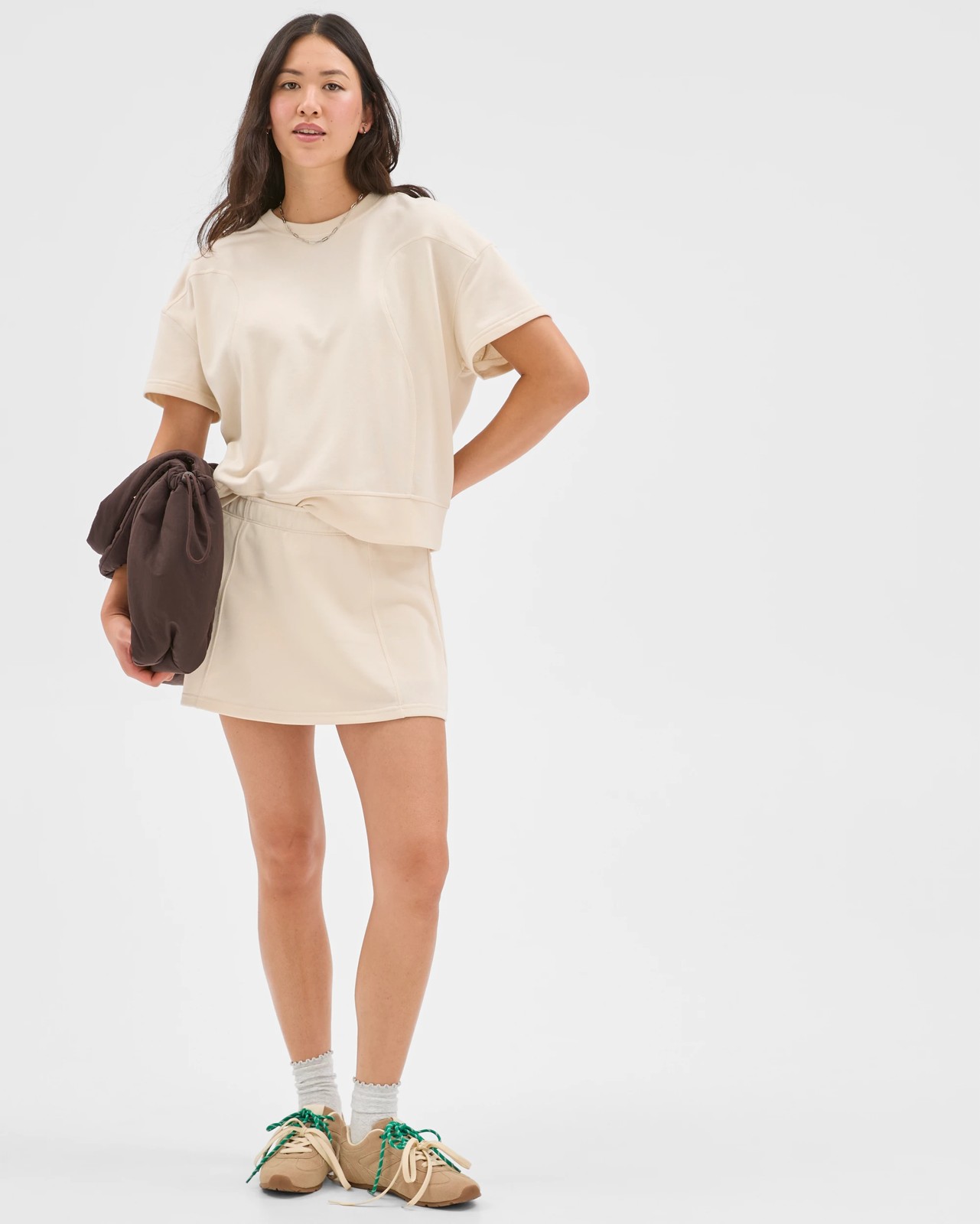 Active Australian Cotton Blend Knit Skirt - Oatmilk 2 of 6