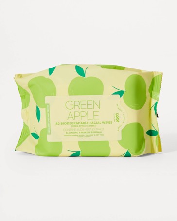 OXX Skincare 40 Pack Biodegradable Facial Wipes - Green Apple and Aloe Vera