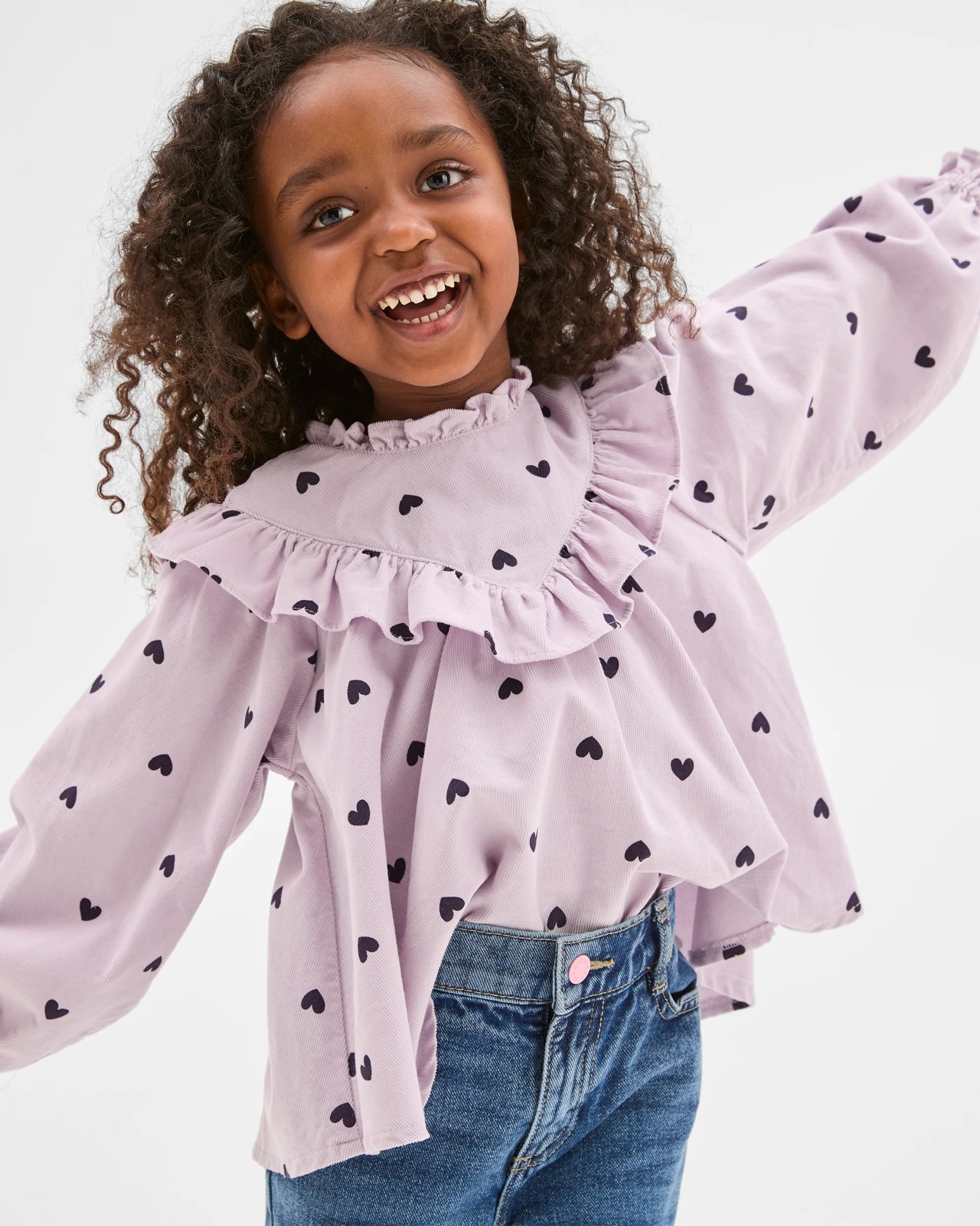  Australian Cotton Long Sleeve Woven Heart Cord Frill Blouse 3 of 5