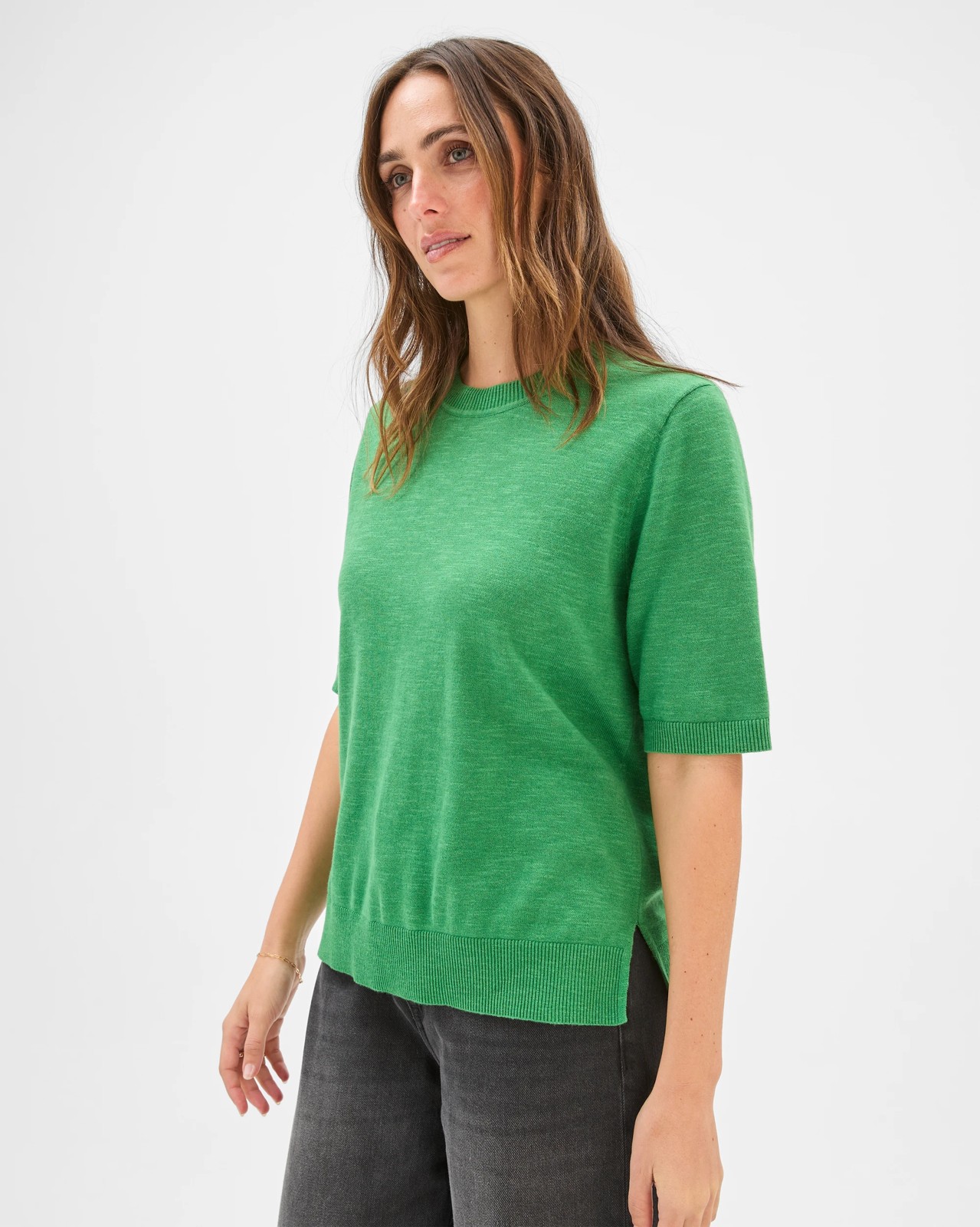 Australian Cotton Blend Knit T-Shirt - Pine Green 3 of 6