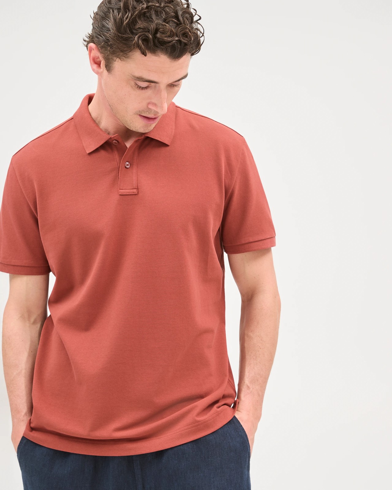 Australian Cotton Short Sleeve Polo Top - Henna 3 of 5
