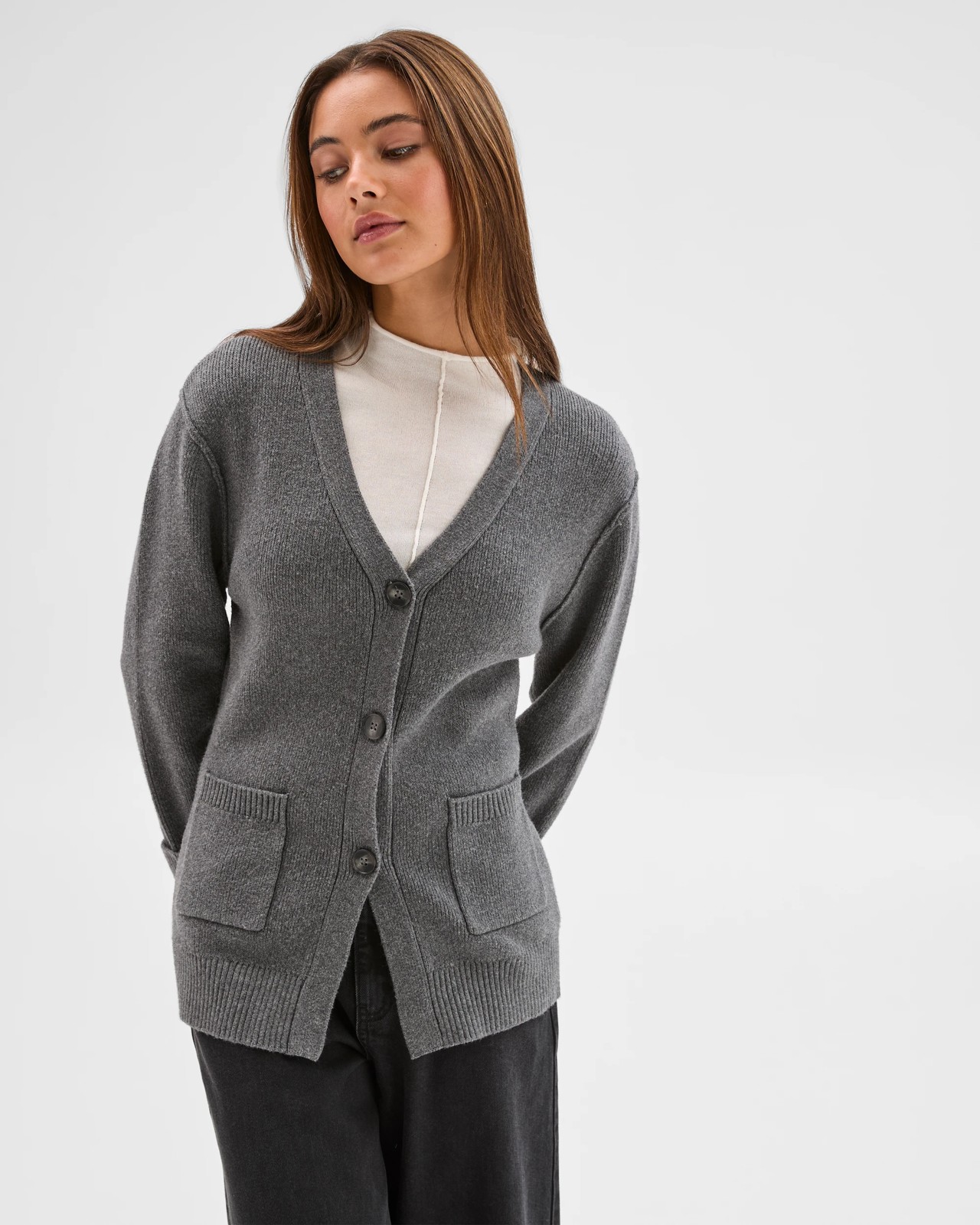 Lily Loves Australian Cotton Blend Longline Cardigan - Charcoal 5 of 6