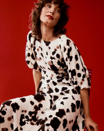 Puff Sleeve Midi Dress - Preview