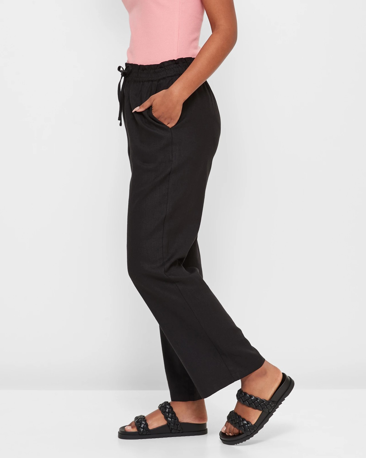 Petites Linen Blend Elastic Waist Pants - Dannii Minogue | Target Australia