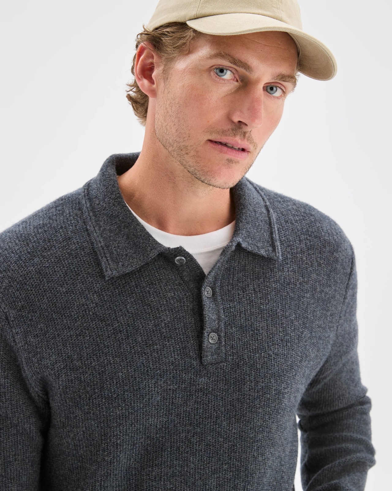 Lambswool Long Sleeve Knit Polo Top 4 of 5