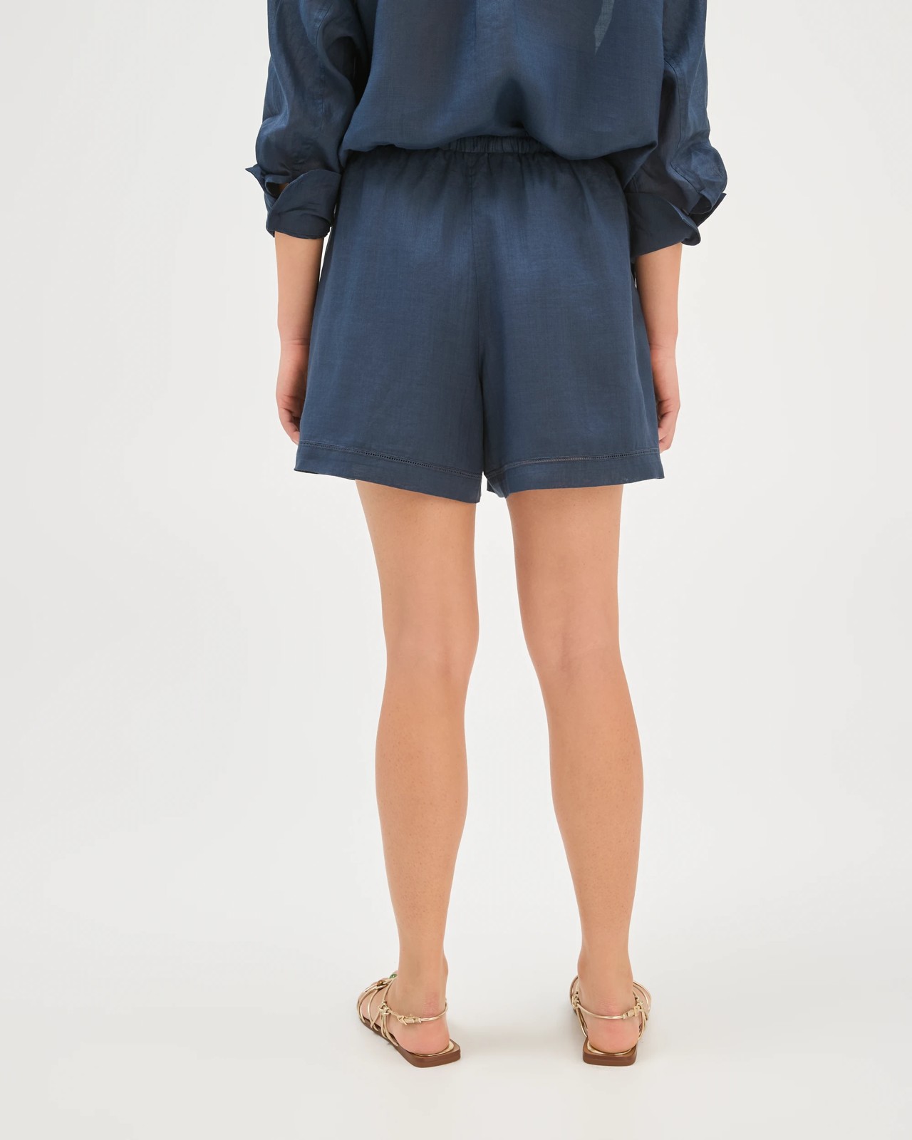 A-Line Trim Detail Shorts - Navy 5 of 6