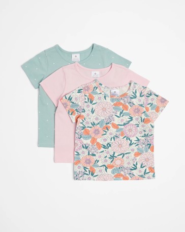Baby Organic Cotton Print Tops 3 Pack