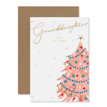 Granddaughter Pink Tree Christmas Card - Hallmark