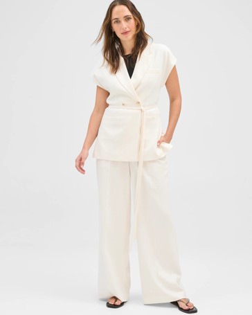 Preview Linen Blend Tailored Tie Waist Vest