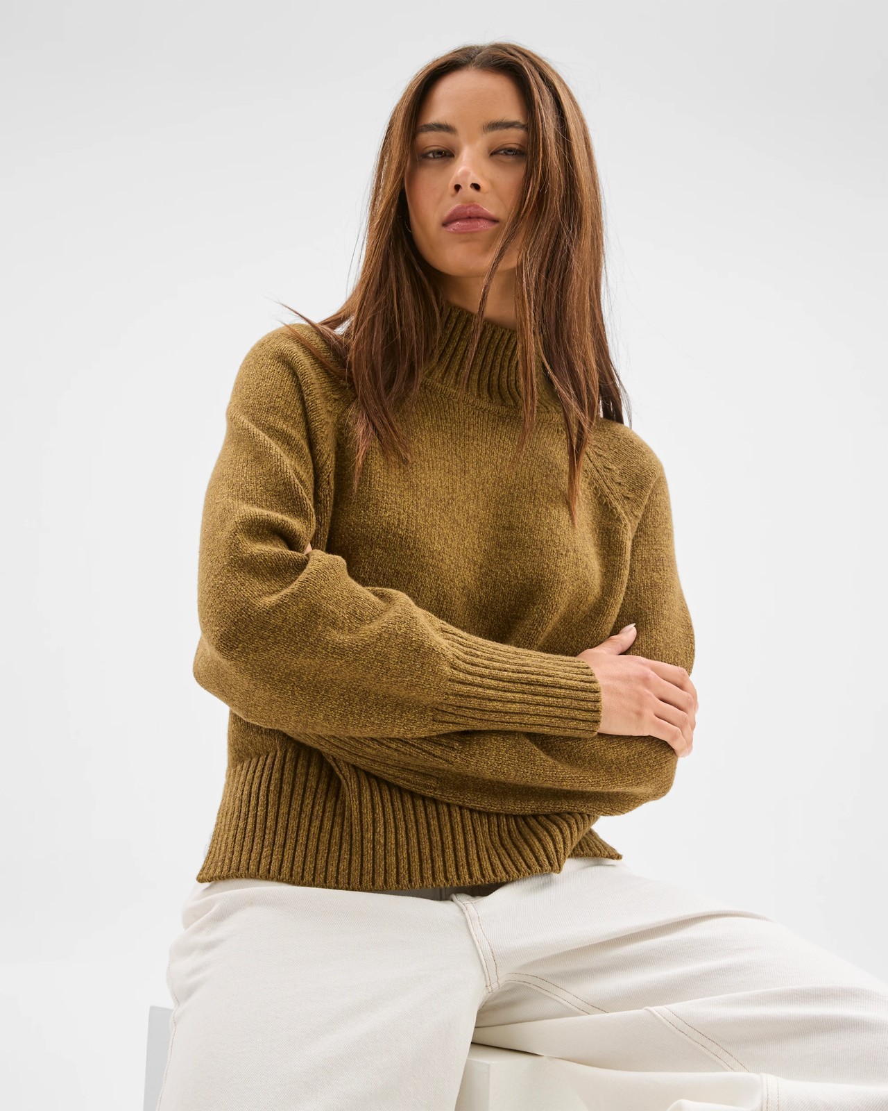 Lily Loves Australian Cotton Blend High Neck Knit Jumper - Twisted Juniper 4 of 6