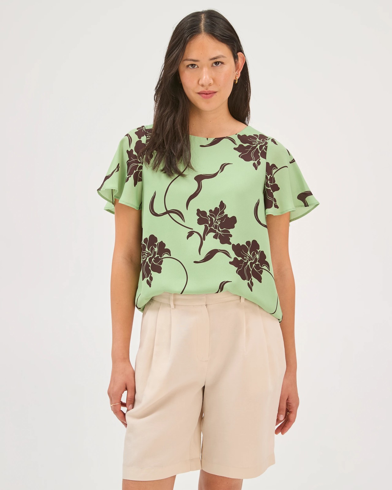 Preview Ella Crew Neck Blouse - Soft Green Floral 4 of 6