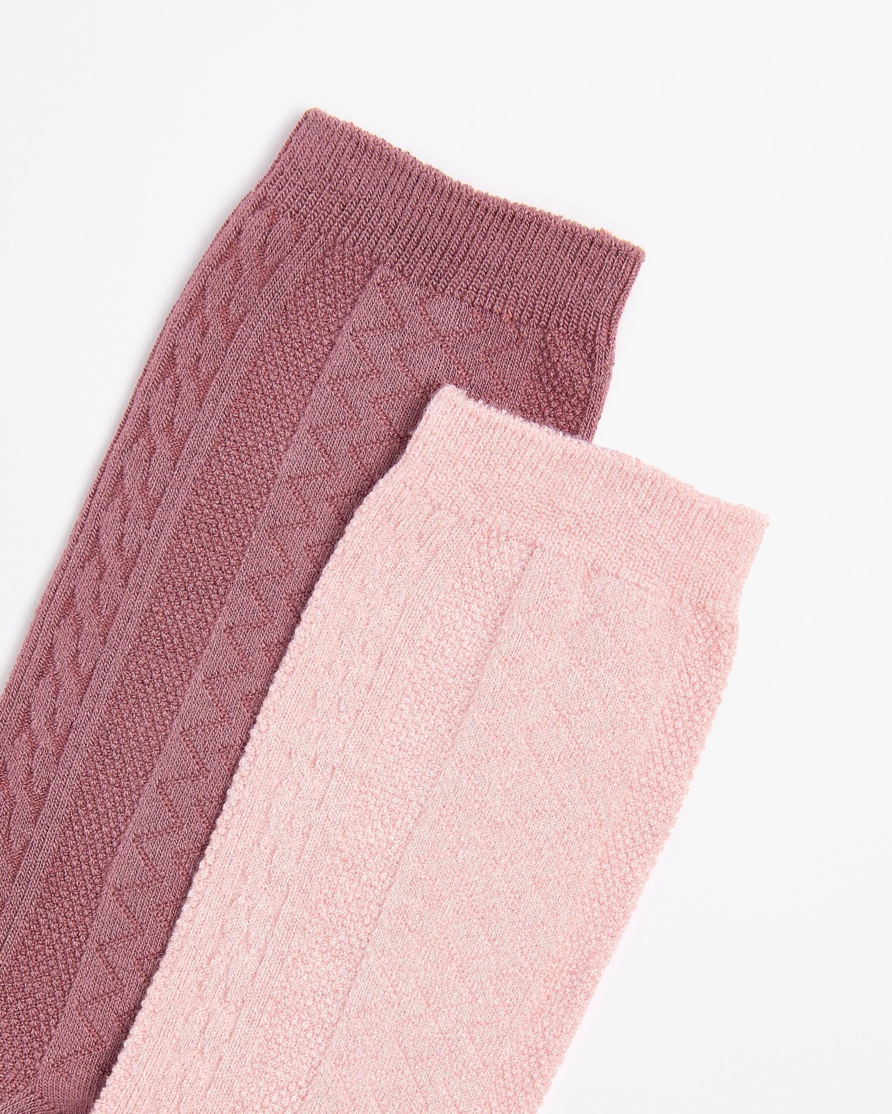 Bamboo 2 Pack Cable Boot Socks - Pink 2 of 3