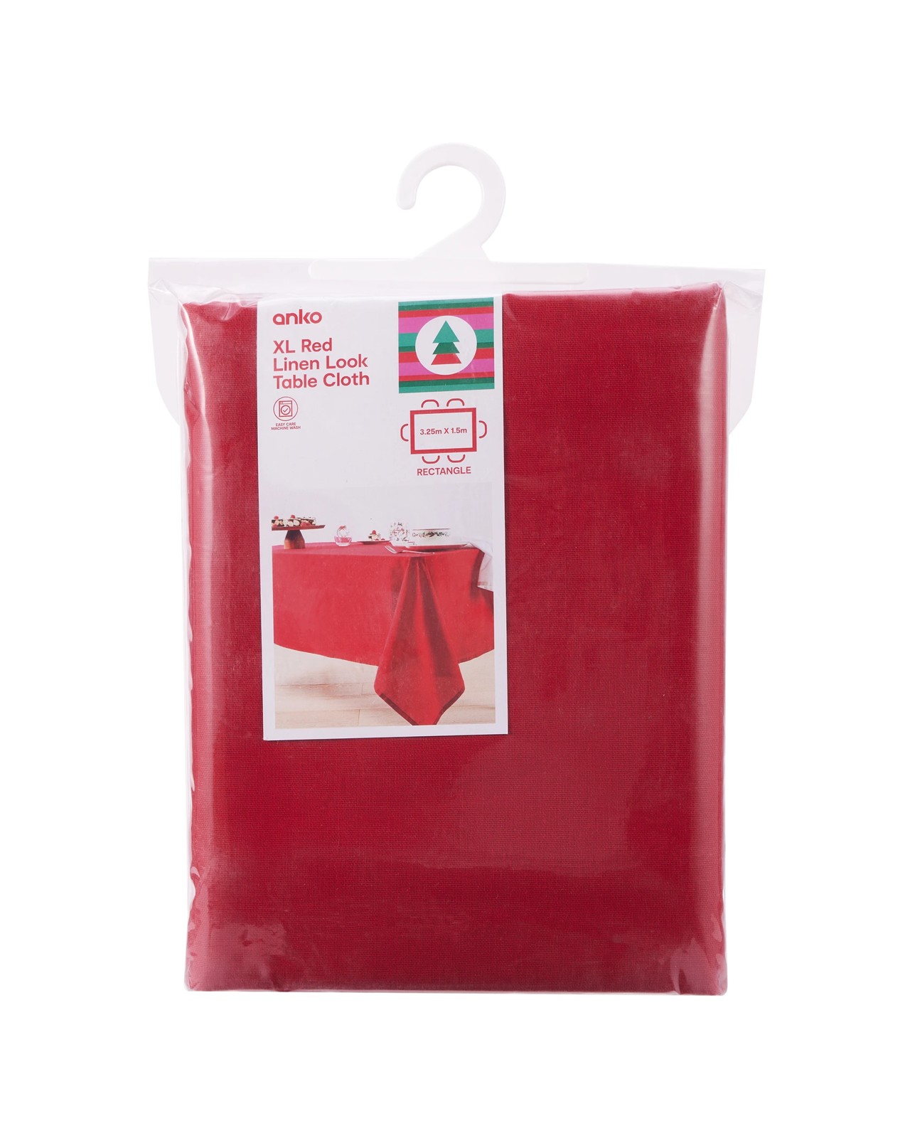 Anko Extra Large Red Linen Look Tablecloth 5 of 5