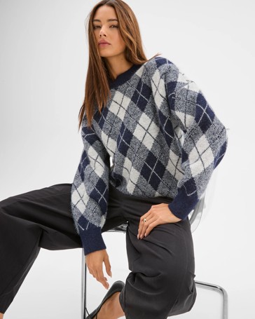 Lily Loves Argyle Crew Neck Jumper