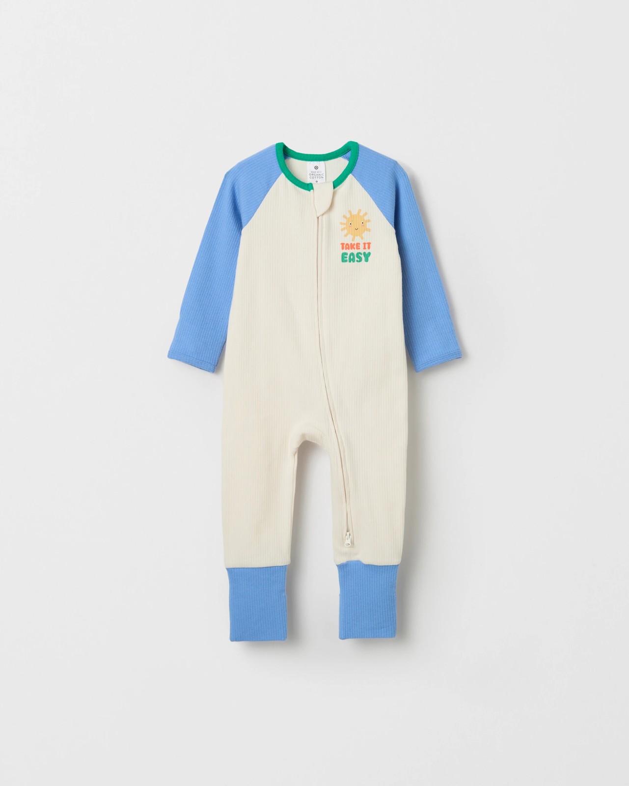 Baby Organic Cotton 2 Pack Rib Zip Coverall - Blue Take It Easy 2 of 5