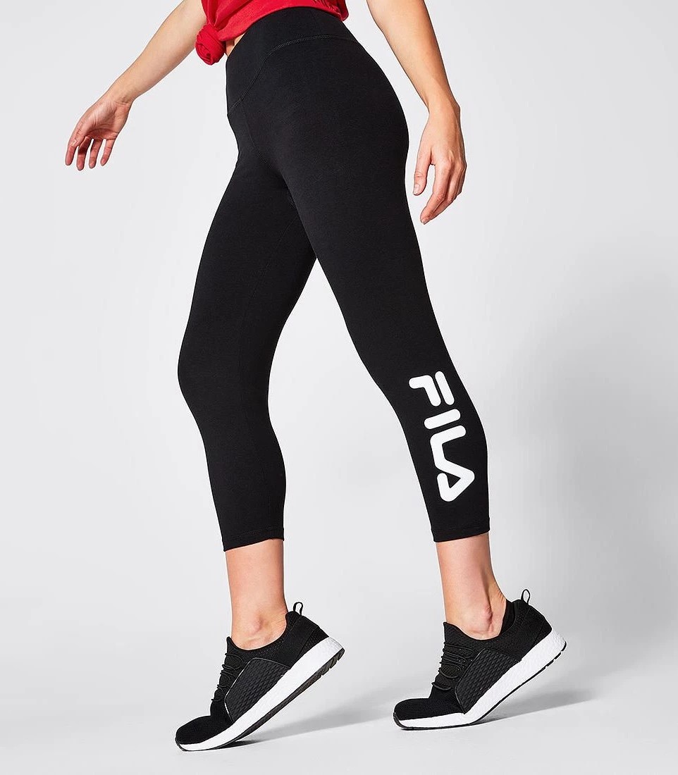 Fila Fila Sport womens Black Stretch Elastic Waist Pull On Capri Leggings  Size Medium