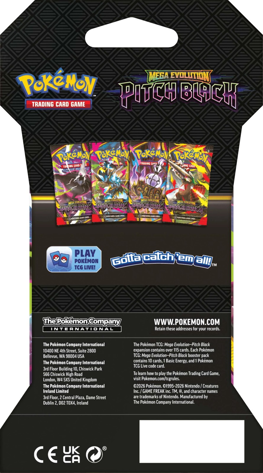 Pokemon Trading Card Game: Mega Evolution Pitch Black Sleeved Booster Pack - Assorted 6 of 6