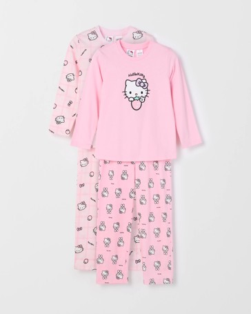 Hello Kitty Australian Cotton 2 Pack Younger Girls Pyjama Set