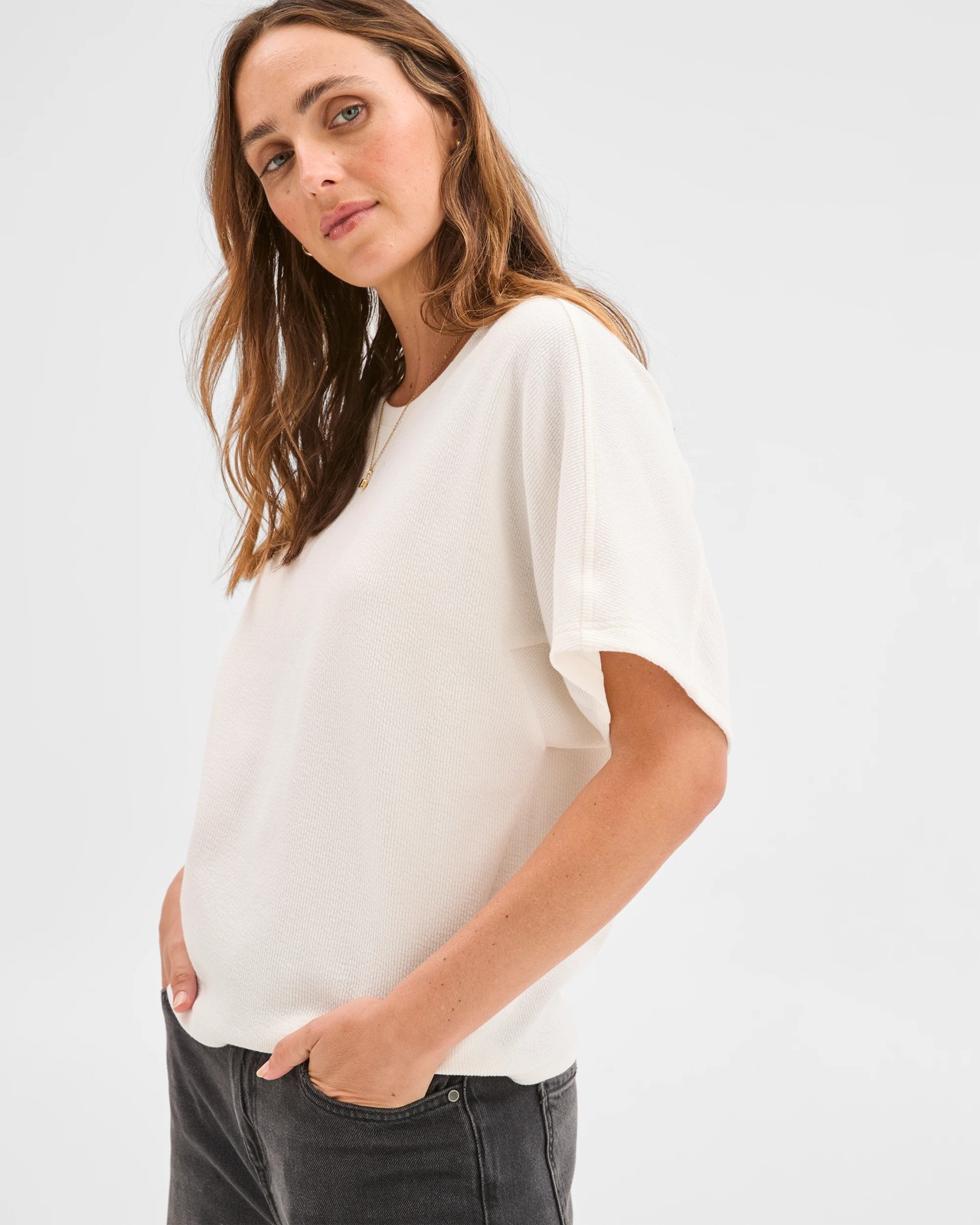 Spliced Cocoon Boxy T-Shirt - Cloud Dancer 5 of 6